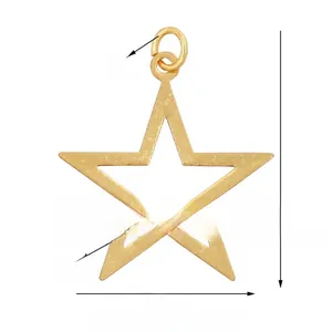 Detail showing a 31mm golden star pendant dimensions and 5mm ring for DIY jewelry making