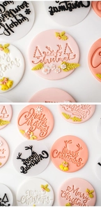 Details von runden Frohe Weihnachten Fondant-Keksstempeln für die Tortendekoration