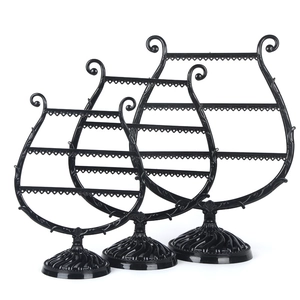 Grande espositore per gioielli nero a forma di arpa porta collane e orecchini organizer