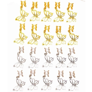 Pack of 20 butterfly hair rings in gold and silver finish with adjustable open design