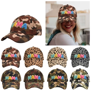 Women Corduroy Baseball Cap MAMA Chenille Patch Camouflage Leopard Print Adjustable Outdoor Leisure Sun Hat