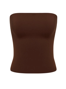 Haut tube bandeau marron foncé minimaliste en tissu élastique doux et sans couture élégant