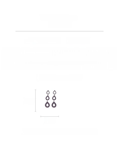 Detail shot of long tassel earrings with purple rhinestones and silver pins, 7.6cm length
