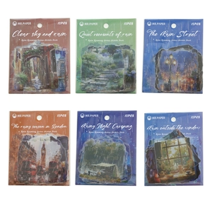 Mr. Paper Rain Roaming stickers 6 packs set, 12 pieces per pack for DIY journaling