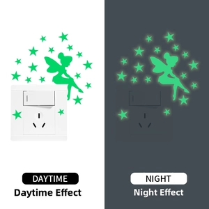Luminous fairy and stars wall sticker showing daytime and night glowing effects