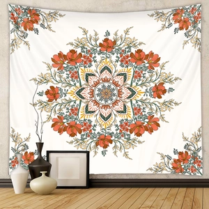 Mandala Wall Tapestry Polyester Floral Print Bohemian Style Wall Hanging For Bedroom Living Room Home Decor
