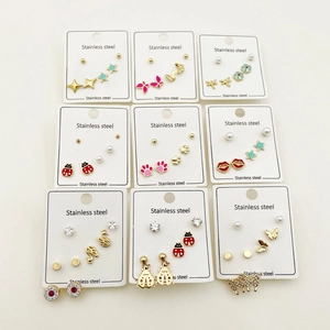 Fashion Stainless Steel Stud Earrings Colorful Enamel Butterfly Flower Artificial Pearl Dragonfly Jewelry Gift For Women