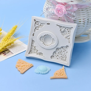 Europäische Spitze Relief Tortendeko Silikonform Barock Diamant Rand Fondant Schokolade Backen Basteln DIY