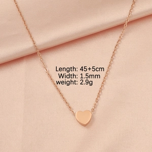 Detailed view of rose gold heart necklace with dimensions and weight specifications