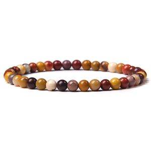 Minimalist 4mm multi-color natural jasper beaded bracelet with colorful stone textures
