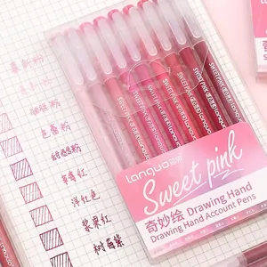 Languo Sweet Pink 8-piece assorted high-capacity drawing and journaling pens set