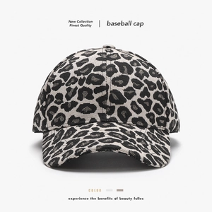 Casquette De Baseball Imprimé Léopard Mode Coton Texturé Boucle Réglable Visière Courbée Chapeau De Soleil Femmes