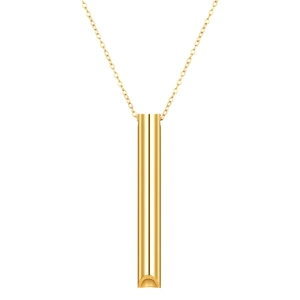 Polished 18K gold plated stainless steel cylindrical whistle pendant necklace for unisex