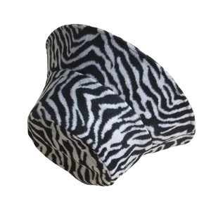 Fuzzy zebra print bucket hat with classic black and white stripes for winter fashion