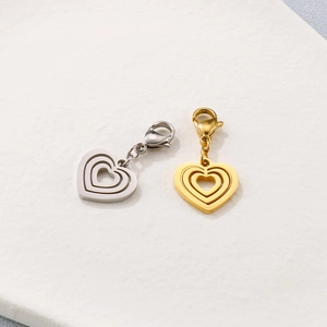 Pendentifs cœur minimalistes en acier doré et argenté avec fermoir mousqueton robuste
