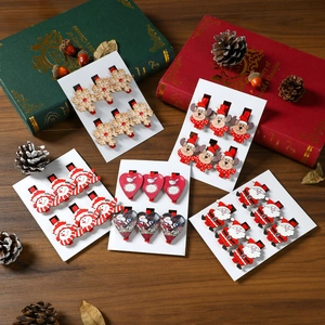 Christmas Wooden Clips Santa Snowman Reindeer Snowflake Heart Painted Pegs For Photo Wall Holiday Decoration Festive Ornament