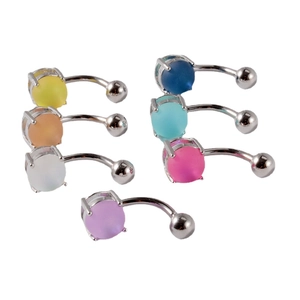Lot de 7 piercings de nombril colorés en acier inoxydable avec des pierres en résine mates