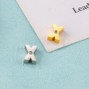 Stainless Steel Letter X Charm Pendant With Zircon Inlaid Gold Silver Color Fashion Jewelry DIY Accessories For Necklace Making