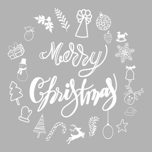 Christmas washing machine sticker with Merry Christmas text and festive line art design