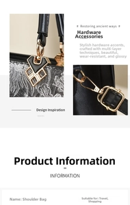 Dettaglio della borsa a tracolla vintage nera con motivi jacquard e dettagli dorati