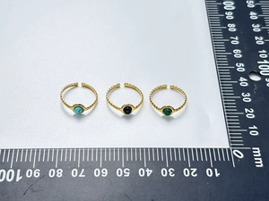 Bagues rétro plaquées or 18 carats avec turquoise, onyx et malachite naturelle
