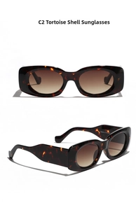 Detailed macro view of square tortoiseshell sunglasses with brown gradient lenses