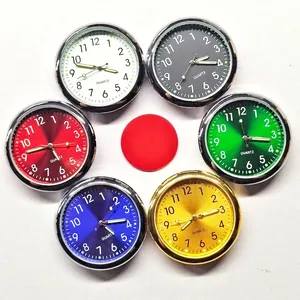 Luminous quartz car clock set with alloy metal frame in six different dial colors