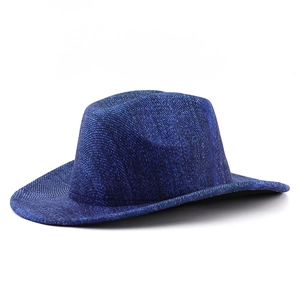 Classic blue textured western cowboy hat with wide brim for outdoor fashion wear