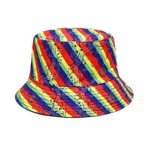 Rainbow Paisley Bucket Hat Cotton Reversible Sun Protection Vintage Bohemian Outdoor Basin Hat Men Women