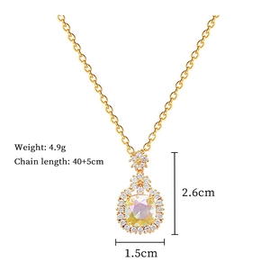 Detailed technical view of floral titanium steel necklace with exact size specifications
