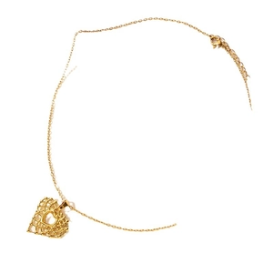 18k gold plated stainless steel heart necklace with hollow woven mesh texture pendant