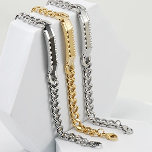 Industrial Cuban Link Bracelet Stainless Steel Gear Decorative Plate Punk Style Fashion Jewelry For Men Women