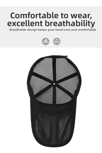 Macro view of breathable black mesh fabric on quick-dry sports cap for cycling