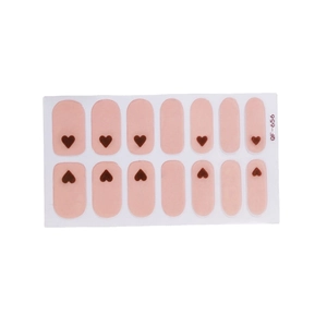 Pink cow heart pattern nail stickers QF-656, waterproof 14-piece set for women's DIY manicure