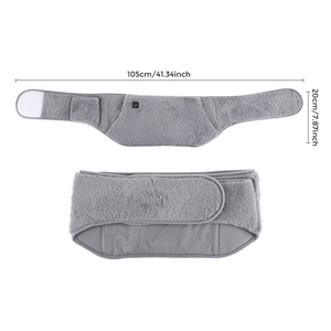 Detailed size specifications of the grey plush USB heating waist belt with dimensions