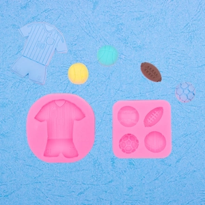 Siliconen mallen set voor sport-thema taart decoratie met shirts en diverse ballen