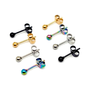 Orecchini a perno a sfera minimalisti in oro nero argento e finiture arcobaleno