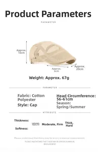 Größentabelle für Mesh-Flatcap mit 10cm Höhe und 6cm Schirm aus atmungsaktivem Stoff