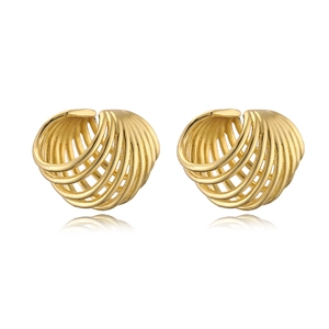Golden multi-layer layered heart-shaped ear cuffs with a polished metallic hollow finish