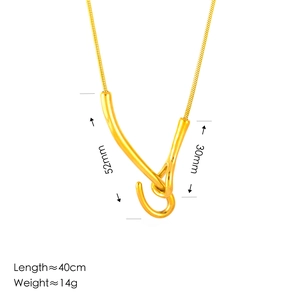Titanium steel snake chain necklace with gold fishhook clasp pendant dimensions info
