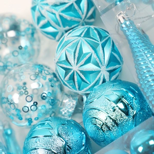 Teal Christmas ball ornaments set with matte and glitter finishes for tree decoration