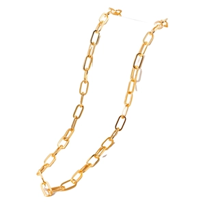 Minimalist paperclip link chain necklace in 18K gold plated copper with oval metal links