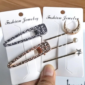 Metal Hair Clips Moon Star Artificial Pearl Rhinestone Alloy Hairpins Korean Style Side Bangs Accessories For Women