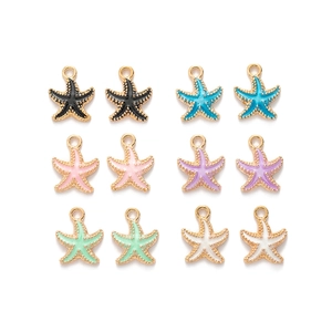 Colorful starfish alloy pendants with pearlescent enamel finish in twelve diverse colors