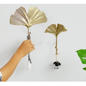 Decorative Wall Hooks Metal Leaf Shape Ginkgo Monstera Iron Art Hanger For Keys Clothes Nordic Style Home Decor