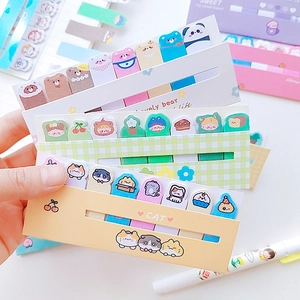Cute cartoon animal sticky notes featuring cats and bears in pastel macaron colors