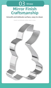 Emporte-pièce lapin en acier inoxydable poli miroir avec surface facile à nettoyer