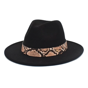 Chapeau Fedora Bord Large Feutre De Laine Jazz Cap Avec Ceinture Motif Serpent Rivet Métallique Pour Hommes Femmes Style Rétro