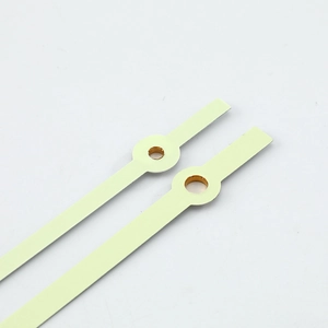 Luminous watch hands set with fluorescent coating and metal mounting holes for watches