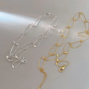 Minimalist 925 sterling silver geometric chain necklaces in gold and silver finish